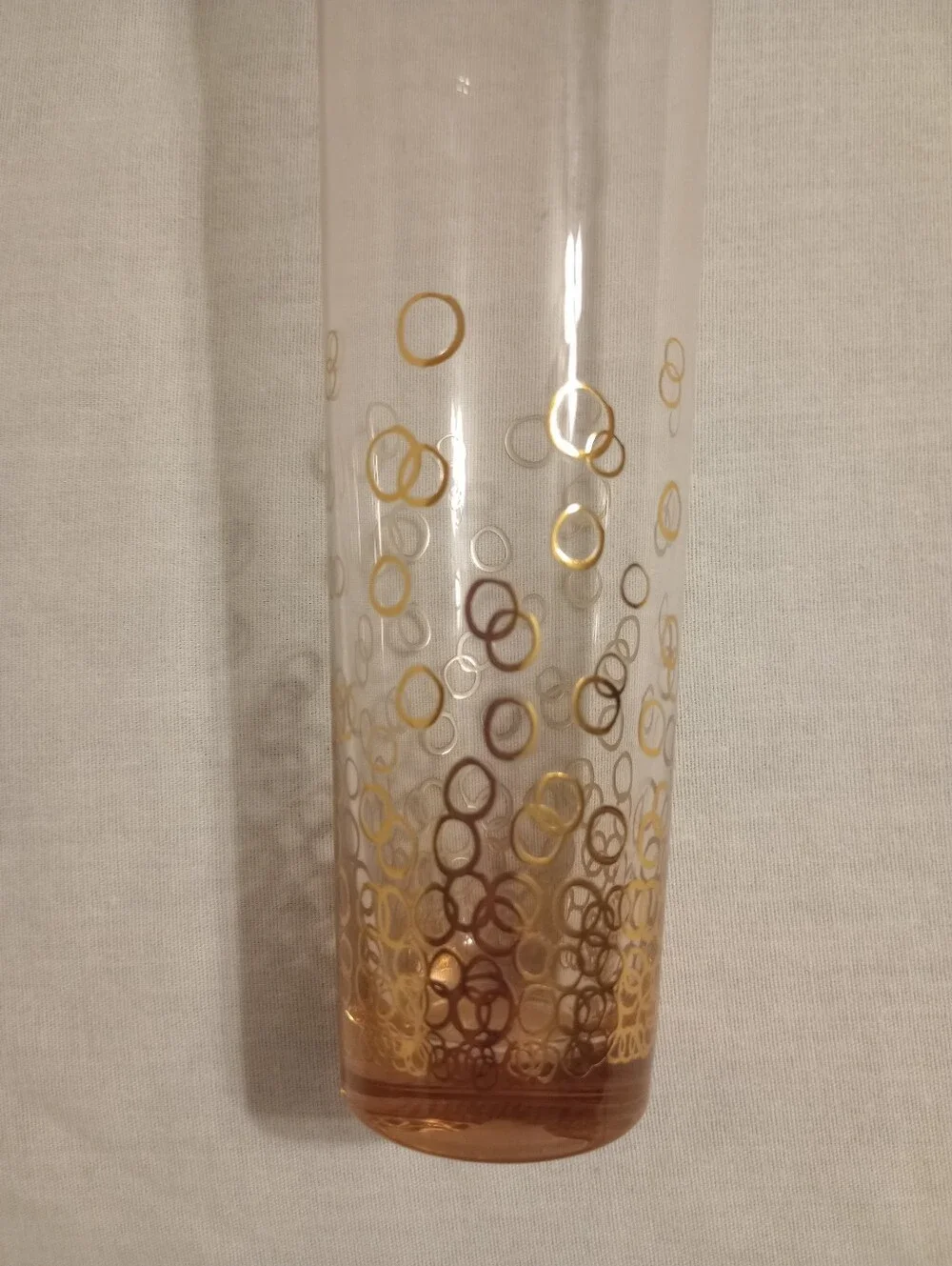 Pink & Golden Circles Tall Water/Ice Tea Drinking Glasses-Set Of 2- New